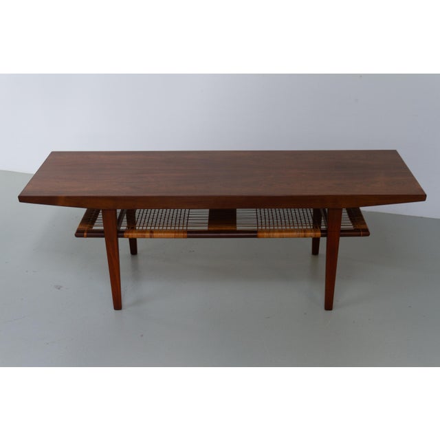 Danish Walnut and Cane Coffee Table by Anton Kildeberg, 1960s For Sale - Image 4 of 18
