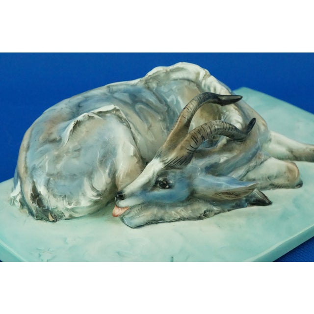 Stoneware Sculpture of a Reclining Ibex by Guido Cacciapuoti, Italy, 1920s For Sale - Image 11 of 18