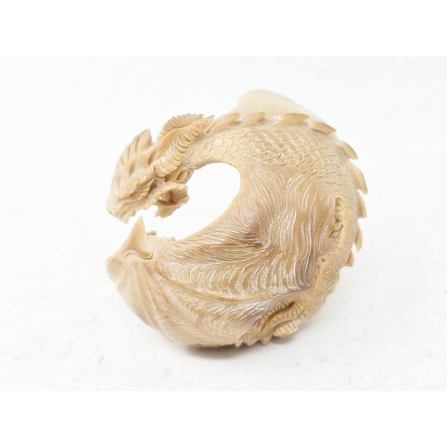 Ivory 2010's Hand Carved Tagua Nut Dragon - 2-1/2" X 3" - Figurine - Vegetable Ivory For Sale - Image 8 of 14