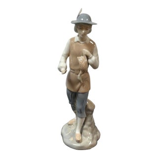 Miquel Requena for Lladró Man With Geese Porcelain Figurine, Signed For Sale