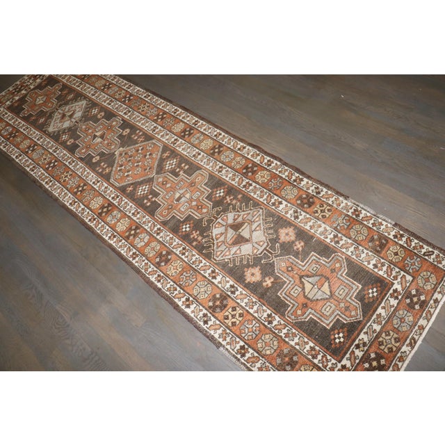 Brown Persian Heriz Runner rug no. j5202 For Sale - Image 9 of 9