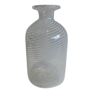 1940s Latticino Murano Style Venetian Hand Blown Miniature Vase For Sale