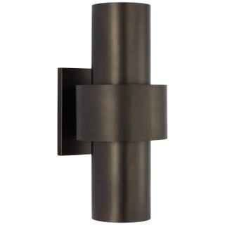 Julie Neill for Visual Comfort Signature Chalmette Medium Layered Sconce in Aged Iron For Sale