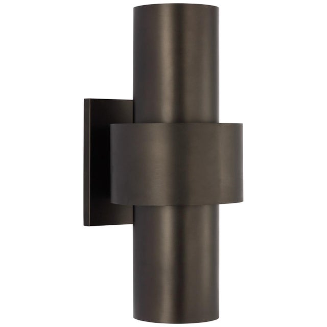 Julie Neill for Visual Comfort Signature Chalmette Medium Layered Sconce in Aged Iron For Sale