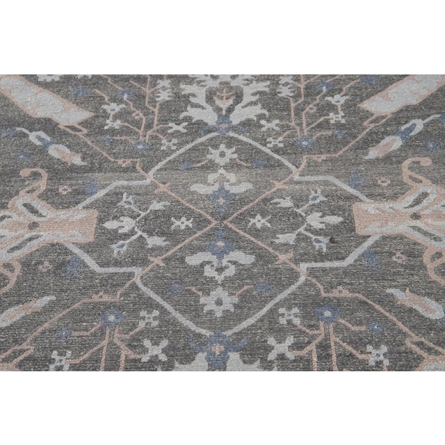 2010s 2010s Modern Soumak Rug Oversize Handmade Wool With Allover Gray Design For Sale - Image 5 of 8