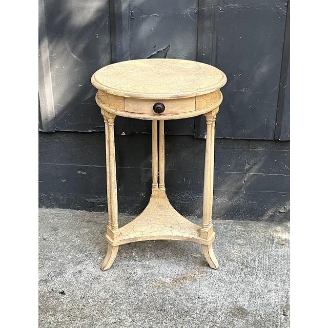 Ivory Crackled Round FrenchStyle Accent Table W/ Drawer Chairish