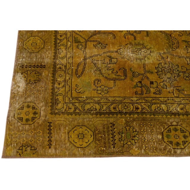 Goldenrod Vintage Distressed Handmade Medallion Wool Rug 6'6" X 9'10" For Sale - Image 4 of 10