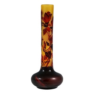 Art Nouveau Cameo Single Vase by Emile Galle, France, 1900s For Sale