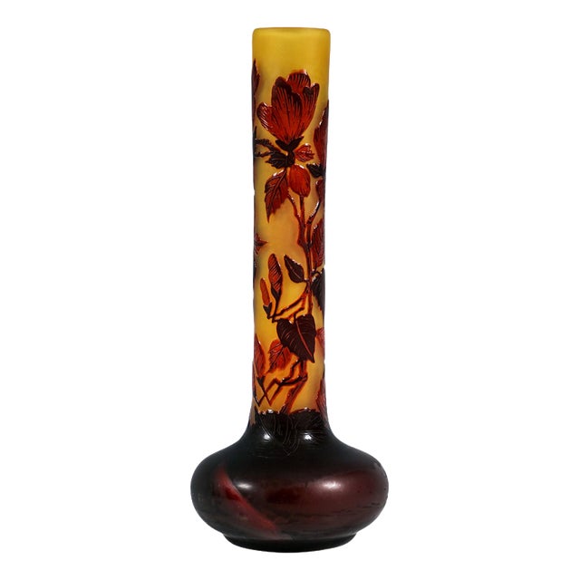Art Nouveau Cameo Single Vase by Emile Galle, France, 1900s For Sale
