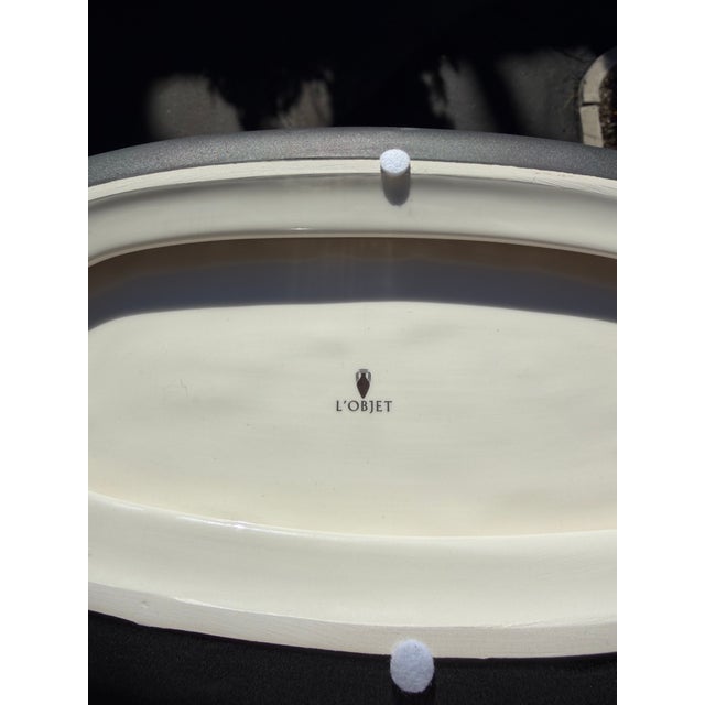 2010s L’objet 18” Black & Gold Studded Oval Centerpiece Bowl For Sale - Image 5 of 7