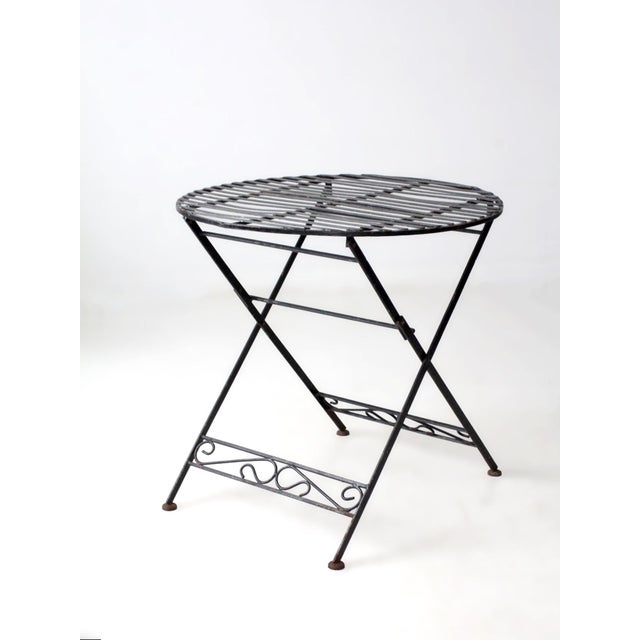 Metal Vintage French Bistro Folding Patio Set For Sale - Image 7 of 18