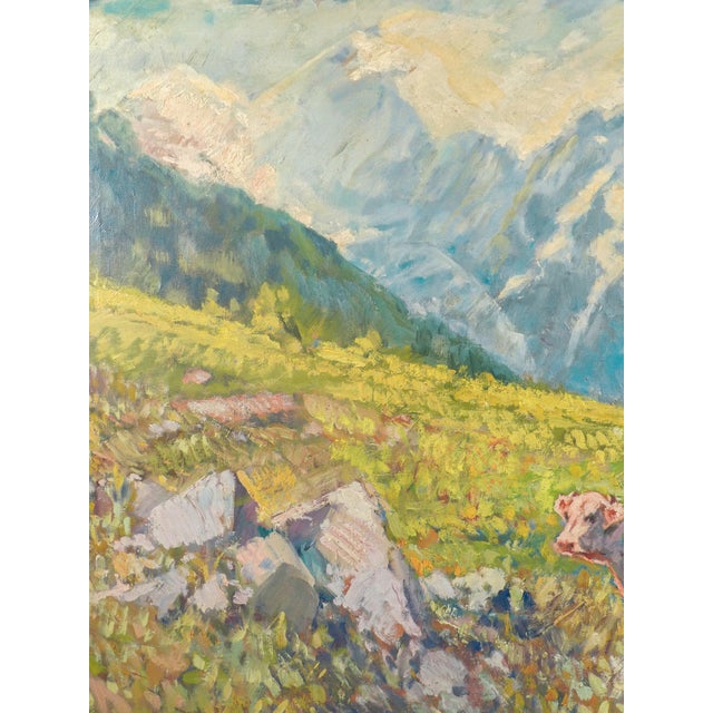 Cesare Bentivoglio, Mountain Landscape, 1920s, Oil on Canvas For Sale - Image 9 of 18
