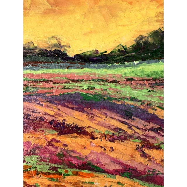 Paper Oil Painting Sunset Behind the Forest v. Zadorozhnya For Sale - Image 7 of 12