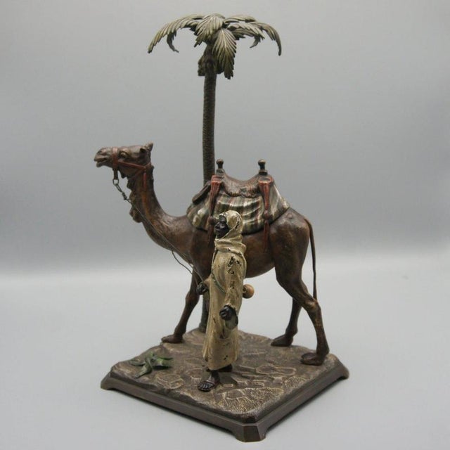 Antique Man with Camel by Franz Bergman, 1890s For Sale - Image 4 of 8