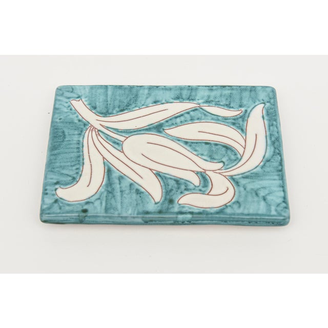Turquoise Vintage Italian Raymor Ceramic Flower Box Turquoise and White For Sale - Image 8 of 10