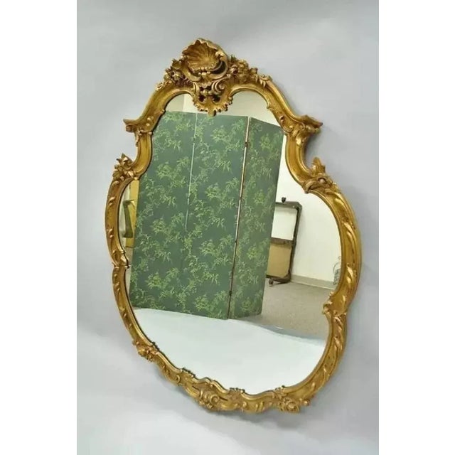 Vintage French Rococo Louis XV Style Shell Carved Large Gold Wall Mirror For Sale - Image 10 of 10
