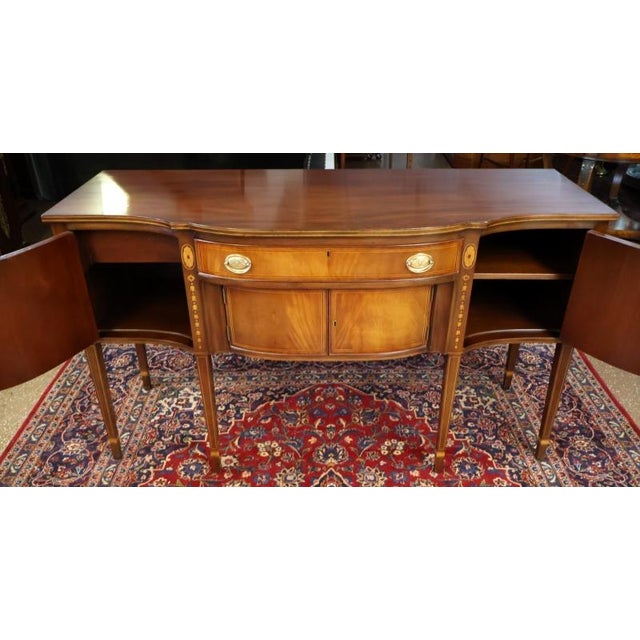 1980s Kittinger Federal Hepplewhite Style Mahogany Inlaid Server Buffet Sideboard For Sale - Image 9 of 13