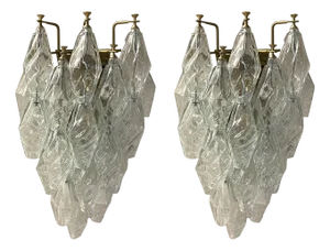 Italian Murano Glass Polygon Sconces, Set of 2