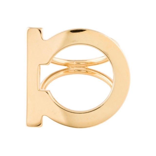 2010s Salvatore Ferragamo Ganchini scarf ring gold Tone, Large Size For Sale - Image 5 of 18