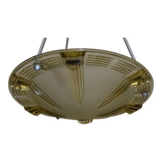 Art Deco Glass Pendant Light Fixture, French, circa 1920 For Sale
