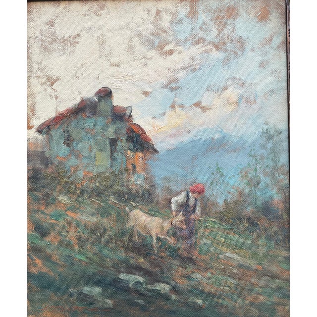 Bonfatti, Shepherdess, 20th Century, Oil on Canvas For Sale - Image 4 of 7