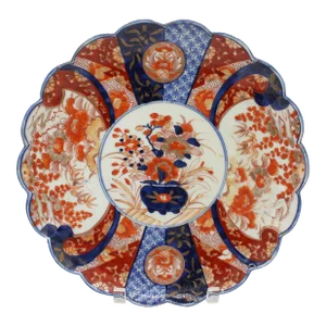 C. 1860s Japanese Scalloped Imari Chop Plate