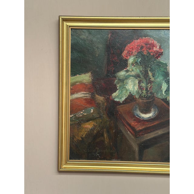 Elna Jacobsson, Cineraria in a Pot, 1960s, Oil Painting on Panel, Framed For Sale - Image 10 of 18