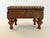 1890s Antique Primitive Needlepoint and Turned Wood Feet Footstool For Sale - Image 4 of 10