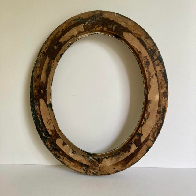 1920s Antique Gold Wood Oval Frame, No Glass For Sale - Image 5 of 6
