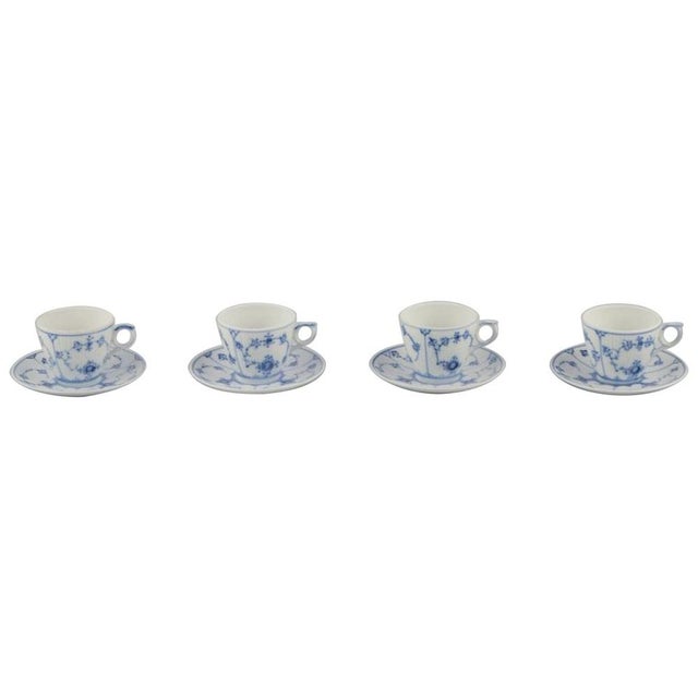 Blue Fluted Plain Coffee Cups with Saucers in Porcelain from Royal Copenhagen, Set of 8 For Sale - Image 9 of 9