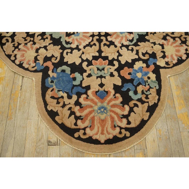 1920s 1920s Black Floral Antique Chinese Art Deco Carpet by Fetti - Li Workshop 4' 6''x 7' 6'' Knotted Wool Rug For Sale - Image 5 of 12