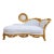 1970s Artisan Louis XVI Gold Beech White Leather Chaise-1 Pc For Sale