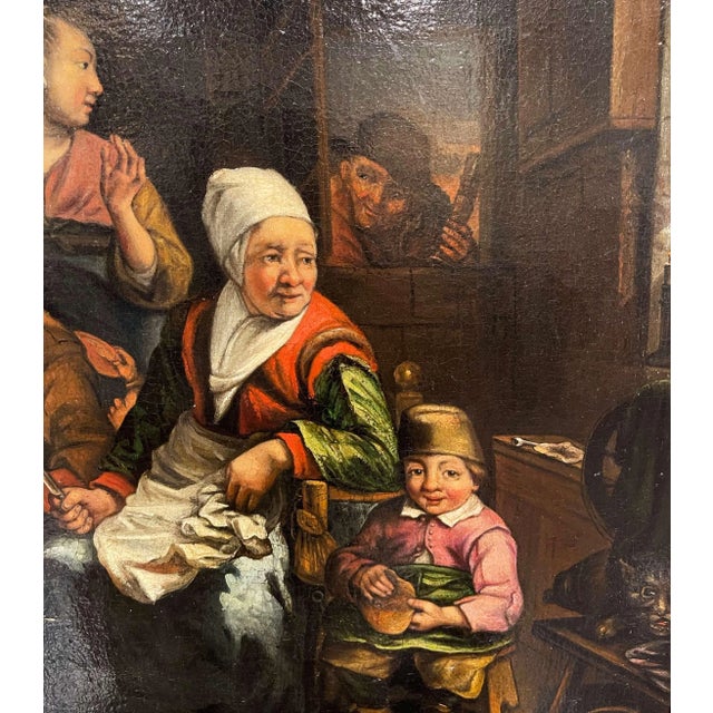 Mid 19th Century 19th Century Dutch Oil on Canvas Painting in Carved Gilt Frame After D. Teniers For Sale - Image 5 of 10