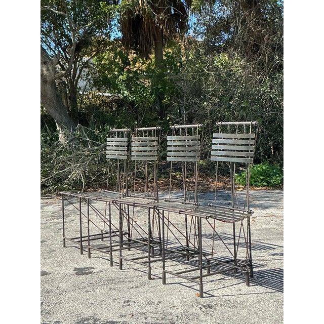 Vintage Boho Rebar Dining Chairs After Ilana Goor- Set of 4 For Sale - Image 10 of 11