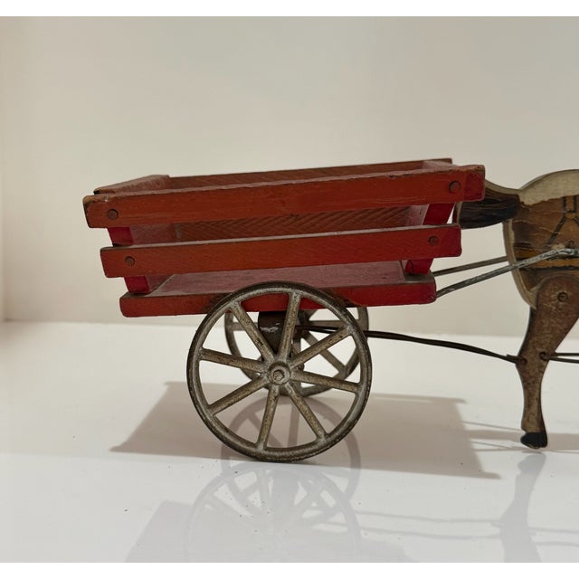 Wood Antique Folk Art 1911 Gibbs Toy Co "Pacing Joe" Pull Toy Horse For Sale - Image 7 of 9