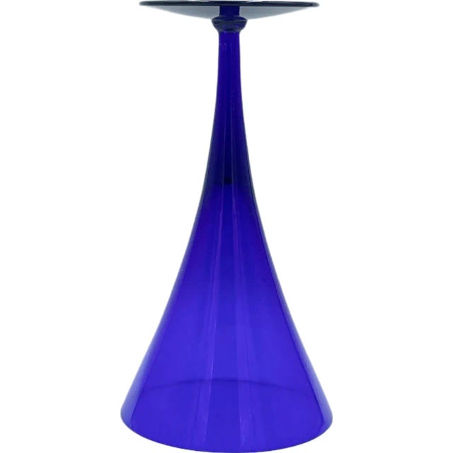 Mid 20th Century Set of 6 Vintage Cobalt Blue Champagne Flutes Glasses For Sale - Image 5 of 13