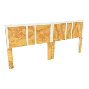 1970’s Modern Burl Bedroom King Headboard - Set of 2
