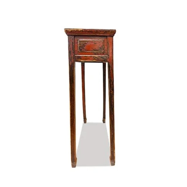 Chinese 1990s Asian Ming Style Console Table-Red For Sale - Image 3 of 8
