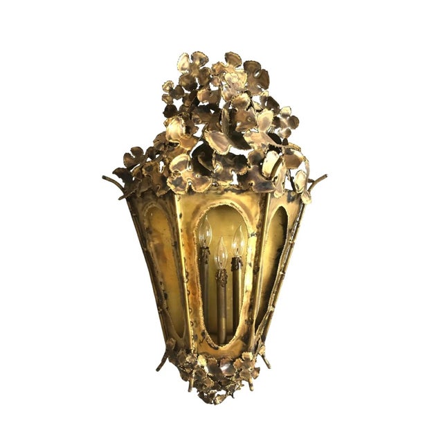 1960s Brutalist Welded Brass Wall Mount Lantern by Tom Greene For Sale - Image 12 of 12