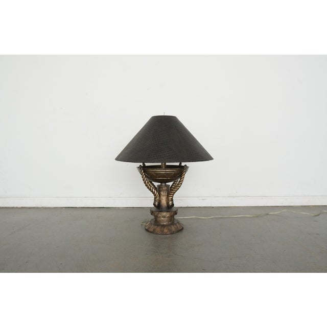Vintage Mediterranean Leeazanne Bronze Table Lamp For Sale - Image 11 of 13
