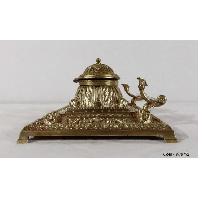 Gold 19th Century Golden Bronze Inkwell For Sale - Image 8 of 18