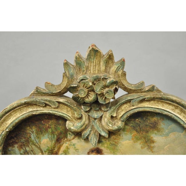 Wood Antique French Louis XV Hand Painted Petite 3 Panel Folding Dressing Screen For Sale - Image 7 of 18