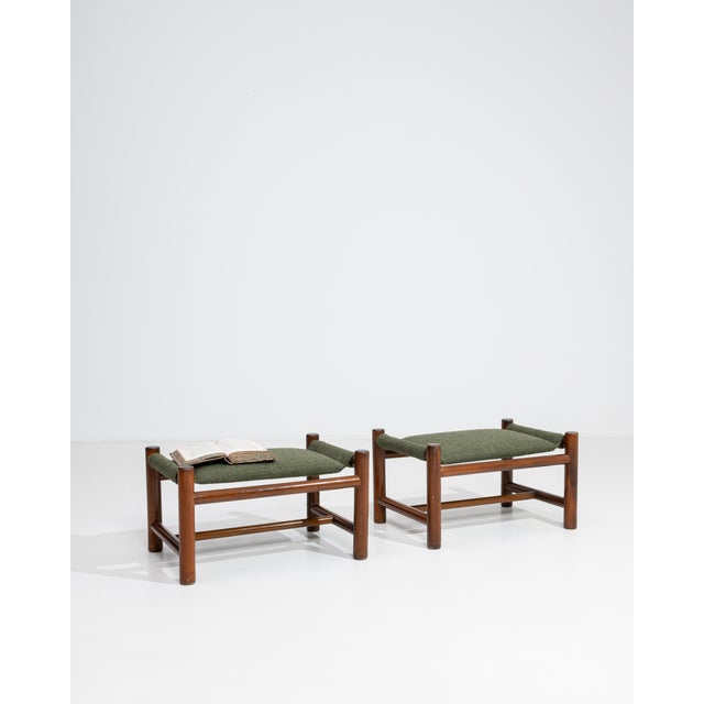 Pair Of Mid-Century Upholstered Stools For Sale - Image 9 of 11