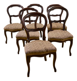 Antique Carved Wooden Chairs, Set of 6