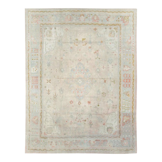 Pastel Antique Oushak Carpet rug no. 10643 For Sale