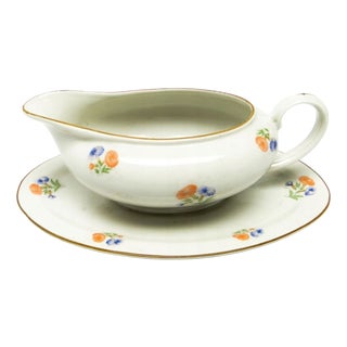Art Deco Gravy Boat and Underplate from Giesche Pottery, Poland, 1920s For Sale