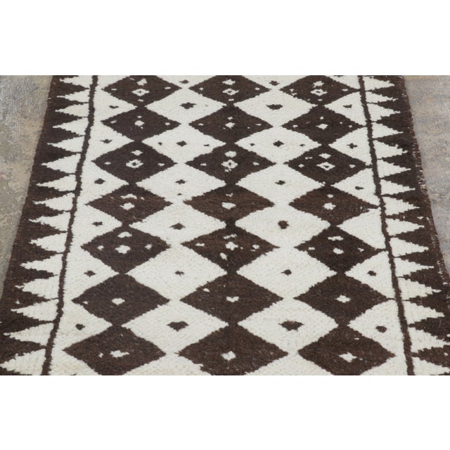 Rug & Kilim Vintage Turkish Runner With Diamond Pattern in Beige-Brown - Rug & Kilim For Sale - Image 4 of 9
