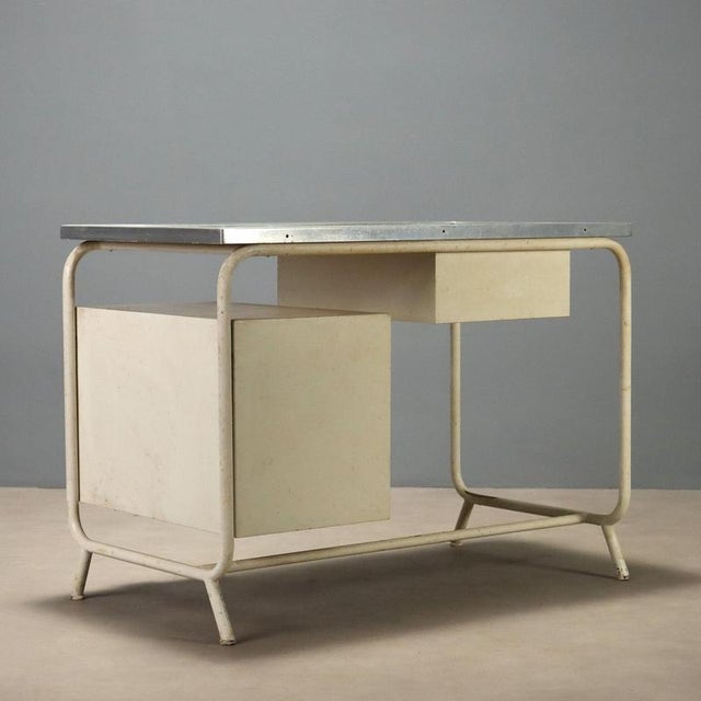 Vintage Writing Desk in Enamelled Metal and Laminate, Italy, 1960s For Sale - Image 9 of 10