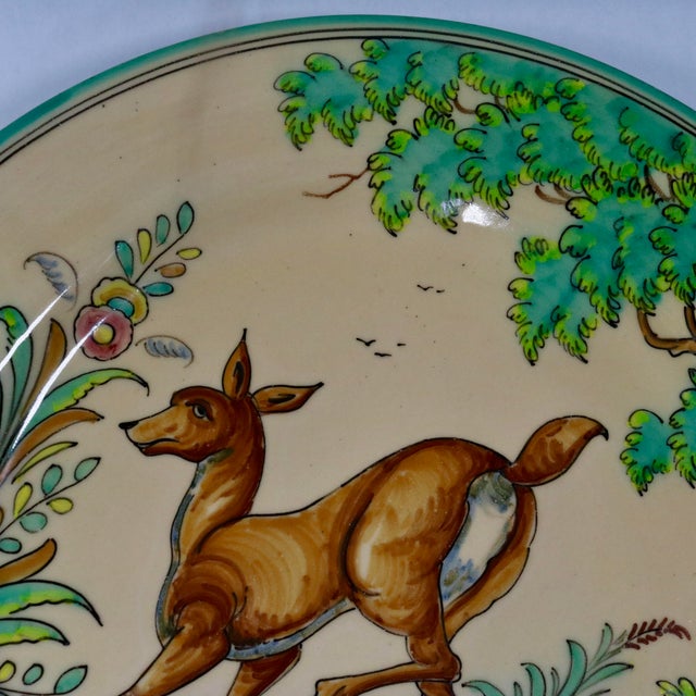 Vintage Large Spanish Majolica Deer Charger Toledo Spain For Sale - Image 4 of 11