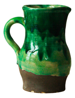 French Green and Brown Glazed Ceramic Pitcher by Pierre Roulot, 1950s